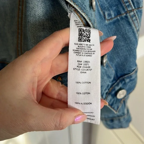 Frame Denim Enna Oversized Cropped Jean Denim Jacket Long Sleeve - Picture 5 of 8